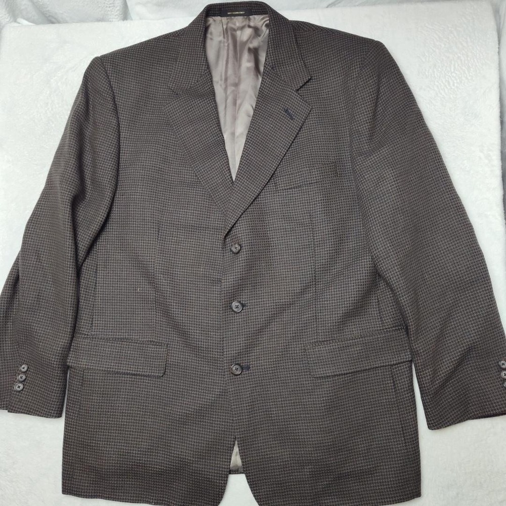Monsieur Givenchy Sport Coat Mens 48R Brown Check Wool Tweed 3 Button Blazer